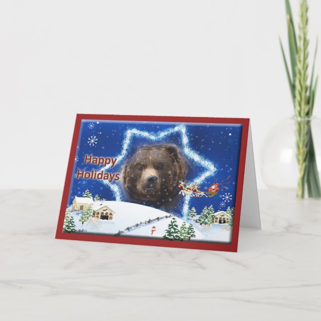 c-Grizzly Bear-200-o Holiday Card (Front)