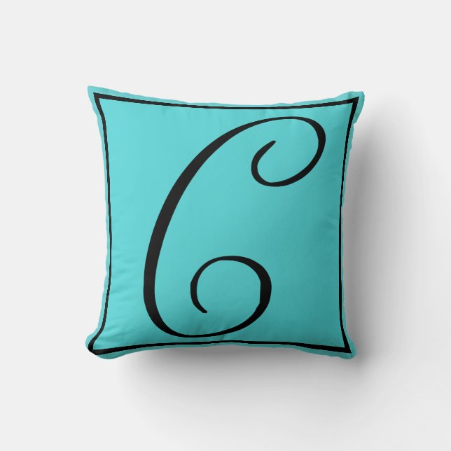 C INITIAL PILLOW - Letter C on Aqua Background (Front)