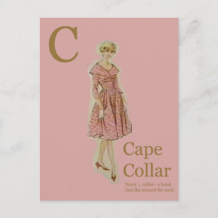 C is for Cape collar Fashion Alphabet Postcard