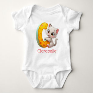C is for Cat Personalise Baby Bodysuit