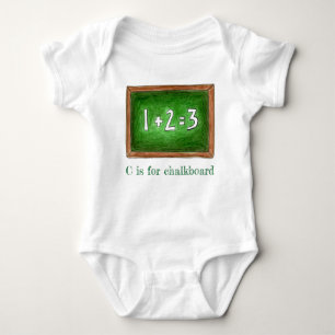 C is for Chalkboard Green School Slate Math ABCs Baby Bodysuit