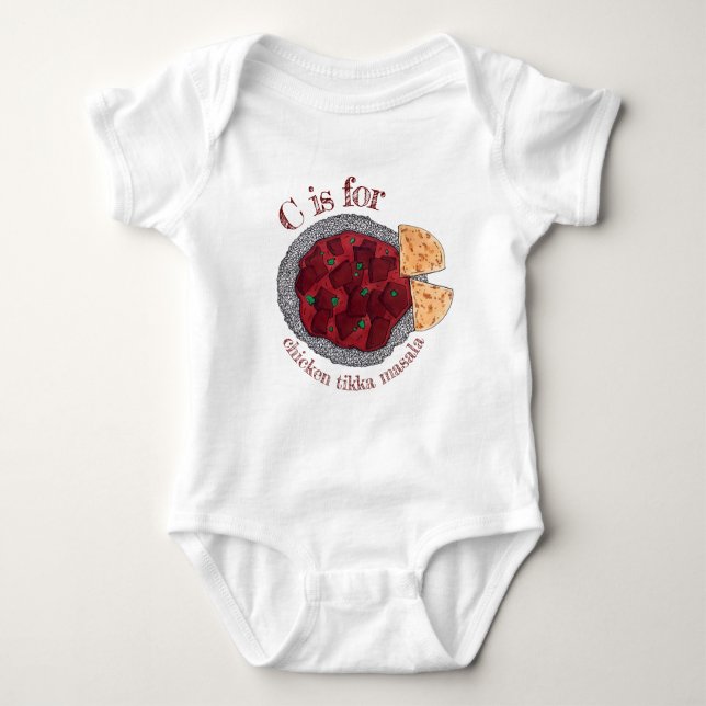 C is for Chicken Tikka Masala Spiced Indian Dish Baby Bodysuit (Front)