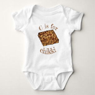 C IS FOR Chikki Indian Mithai Sweet Nut Brittle Baby Bodysuit