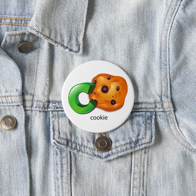 C is for Cookie Alphabet Letter Chocolate Chip 7.5 Cm Round Badge (Creator Uploaded)