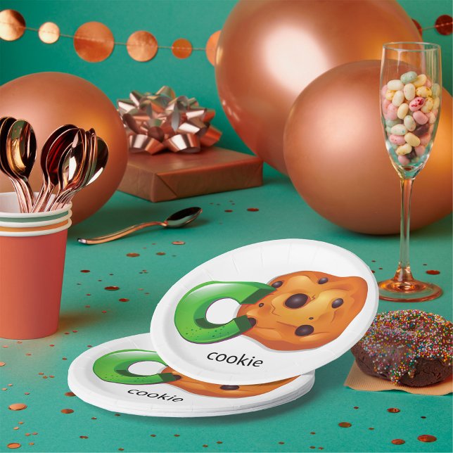 C is for Cookie Alphabet Letter Chocolate Chip Paper Plate (Creator Uploaded)