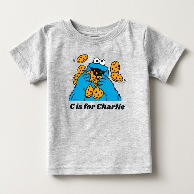 C is for Cookie Monster | Add Your Name Baby T-Shirt (Front)