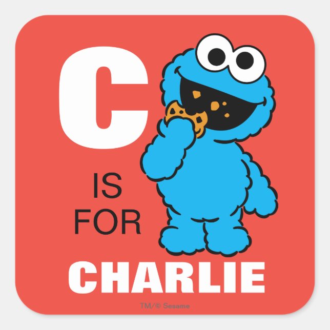 C is for Cookie Monster | Add Your Name Square Sticker (Front)