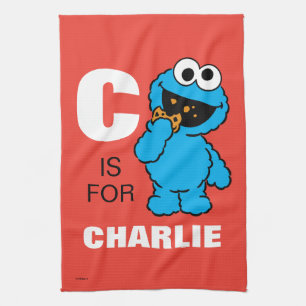 C is for Cookie Monster   Add Your Name Tea Towel