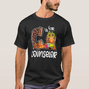 C Is For Counsellor Leopard Pumpkin Fall Thanksgiv T-Shirt