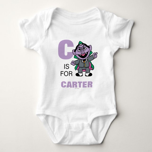 C is for Count von Count | Add Your Name Baby Bodysuit (Front)