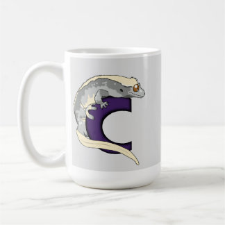 C is for Crested Gecko (grey bkg) MUG