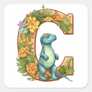 C is for Dinosaur in the Alphabet Garden Square Sticker
