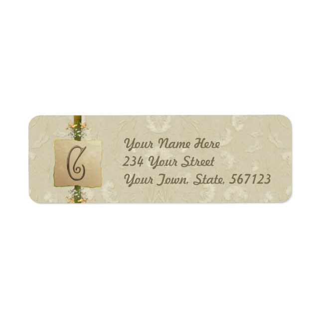 C - Ivory Elegance Monogram Return Address Label (Front)