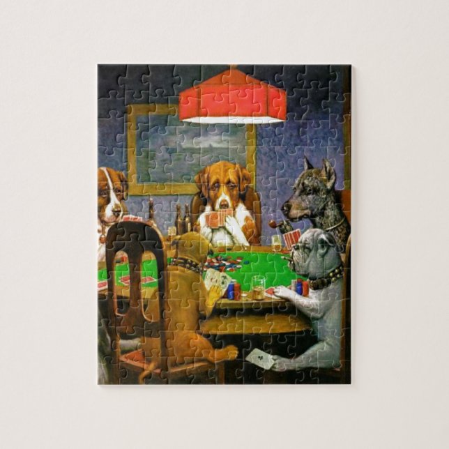 C. M. Coolidge Dogs Pets Poker Cards Humour Destin Jigsaw Puzzle (Vertical)