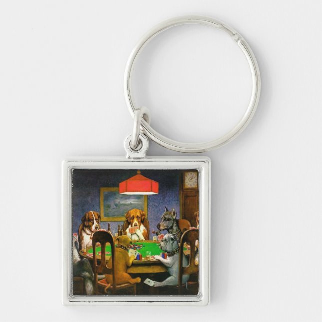 C. M. Coolidge Dogs Pets Poker Cards Humour Destin Key Ring (Front)