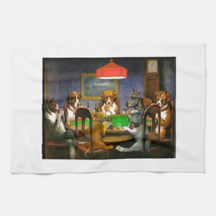 C. M. Coolidge Dogs Pets Poker Cards Humour Destin Tea Towel