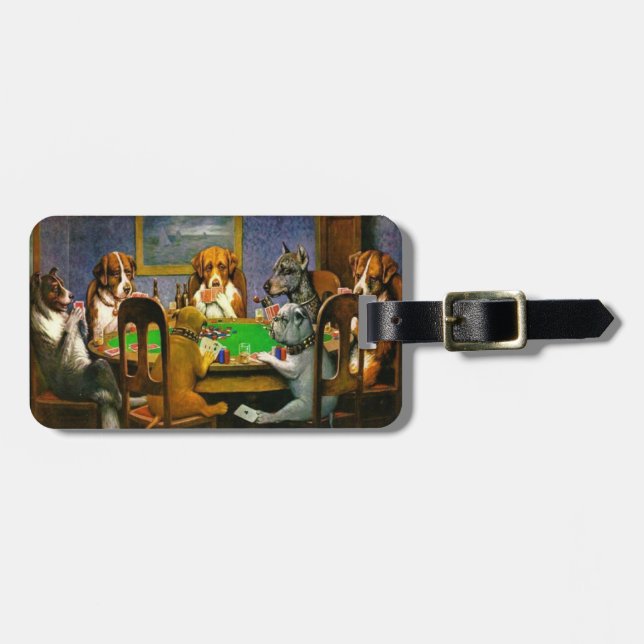 C.M. Coolidge Dogs Playing Poker Luggage Tag (Front Horizontal)