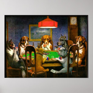 C.M. Coolidge Dogs Playing Poker Poster