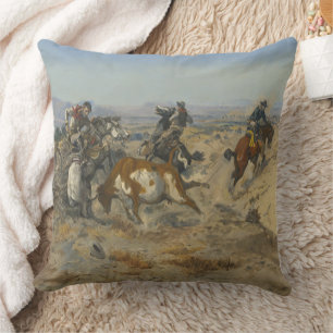 C.M Russell Get In Trouble Vintage Western Cowboy Cushion