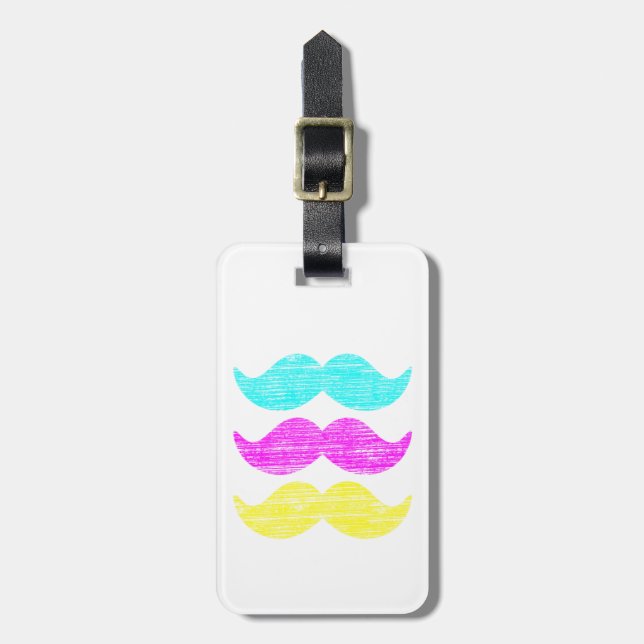 C M Y Moustaches (letterpress style) Luggage Tag (Front Vertical)