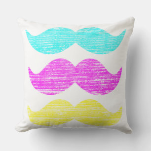 C M Y Moustaches (letterpress style) Outdoor Cushion