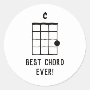 C Major Best Chord Ever Ukulele Lover Classic Round Sticker