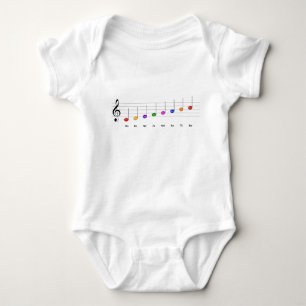 C Major Scale in Treble Clef Kids Music Literacy Baby Bodysuit