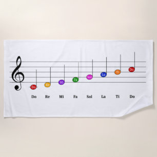 C Major Scale in Treble Clef Kids Music Literacy Beach Towel