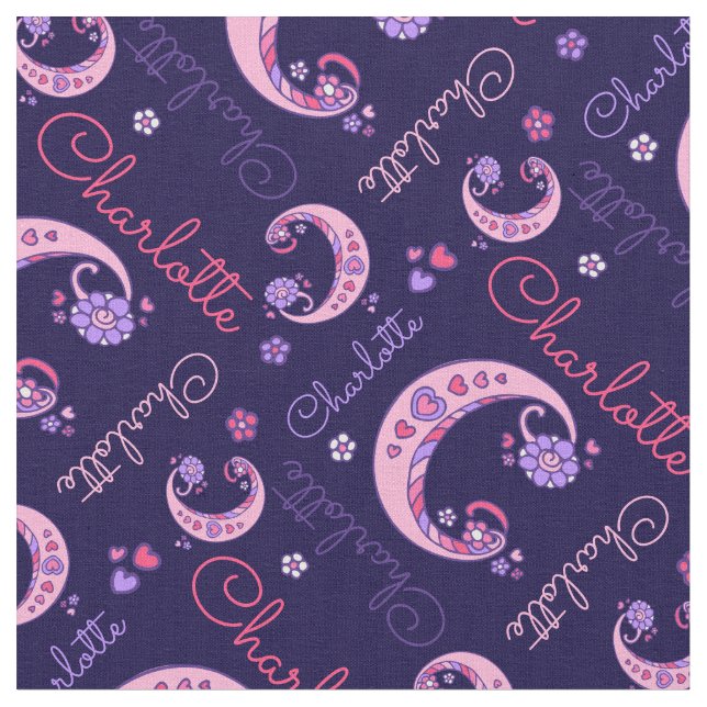 C monogram and personalised name Charlotte fabric (Close Up)