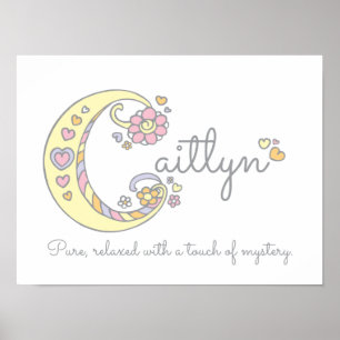 C monogram art Caitlyn girls name meaning poster