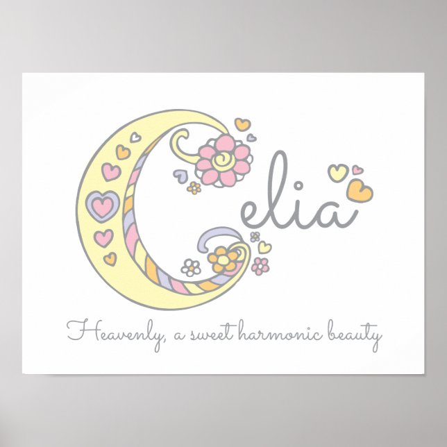 C monogram art Celia girls name meaning poster (Front)