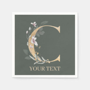 C Monogram Floral Personalised Napkins