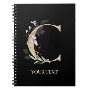 C Monogram Floral Personalised Notebook