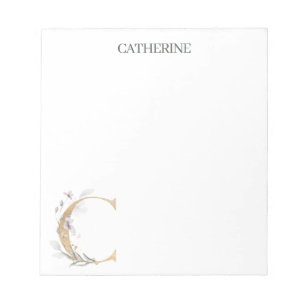 C Monogram Floral Personalised Notepad