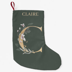 C Monogram Floral Personalised Small Christmas Sto Stocking