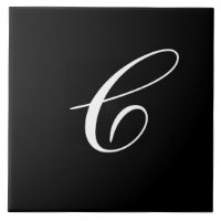 C Monogram Initial White on Black
