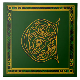 C Monogram "Irish Gold on Green" Ceramic Tiles