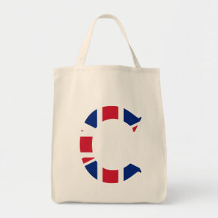 C Monogram overlaid on Union Jack Flag gtcnt Tote Bag