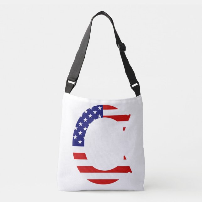 C Monogram overlaid on USA Flag cbbcnt Crossbody Bag (Front)