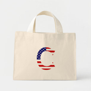 C Monogram overlaid on USA Flag ttcnt Mini Tote Bag