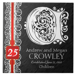 C Monogram "White Lace on Black" Anniversary Tile