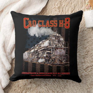 C&O Class H-8 Allegheny Locomotive - American flag Cushion
