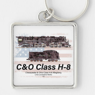 C&O Class H-8 Allegheny Locomotive - American flag Key Ring