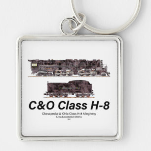 C&O Class H-8 Allegheny Steam Locomotive Profile Key Ring