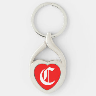 "C" Red Heart Keychain