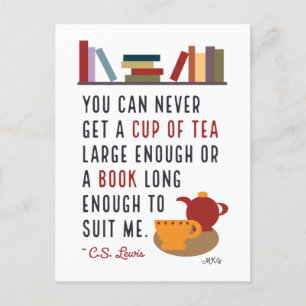 C.S. Lewis Tea and Books Literary Bookworm  Postcard