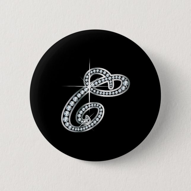 C Script "Diamond Bling" 6 Cm Round Badge (Front)