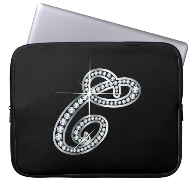 C Script Faux-"Diamond" Laptop Sleeve (Front)