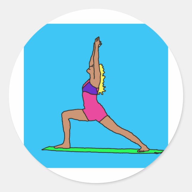 C Warrior Pose.jpg Classic Round Sticker (Front)