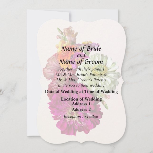 c_ZinniaMixedColorsZinnia Bouquet Mixed Wedding Pr Invitation (Front)